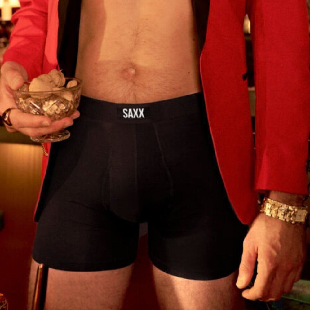 NWT SAXX Vibe Super Soft Black Boxer Briefs Mens XXL BallPark Pouch